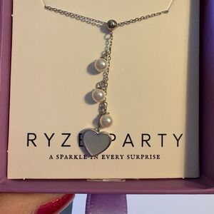 Silver Heart & Pearl Drop Necklace